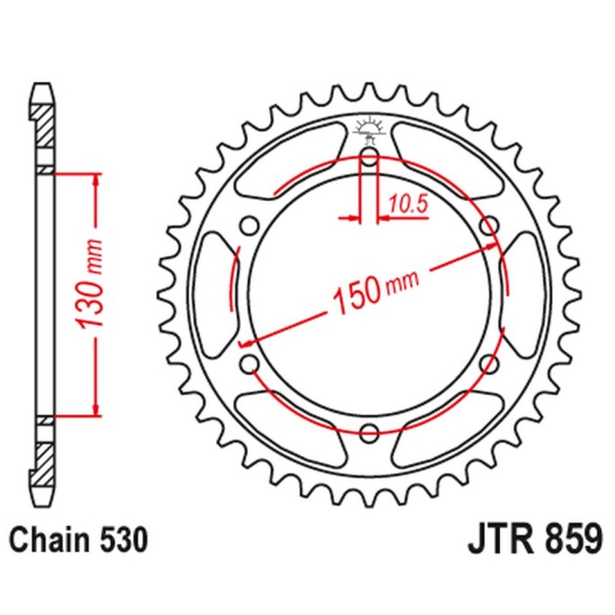 JT ZĘBATKA TYLNA 860 38 YAMAHA XJR 1200/1300 '95-01 KONWERSJA (856038JT) (ŁAŃC. 530) KOLOR CZARNY