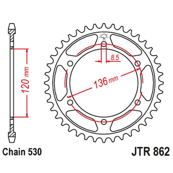 JT ZĘBATKA TYLNA 864 46 YAMAHA FZ 600 '86-88 (STD.46) XJ 600 '86-88, YX 600 RADIAN '88-90 (STD.+1) (86246JT) (ŁAŃC. 530)