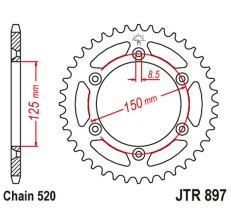 JT ZĘBATKA TYLNA 899 53 KTM EXC/SX/EXC-F 200/250/300/400/450/530 (89953JT) (ŁAŃC. 520)