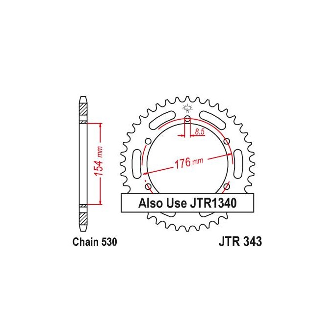 JT WYPRZEDAŻ ZĘBATKA TYLNA 4434 43 HONDA VFR750, VFR800 V-TEC '02-'14, VFR800X CROSSRUNNER '11-'15 (JTR343.43)* (ŁAŃC. 5