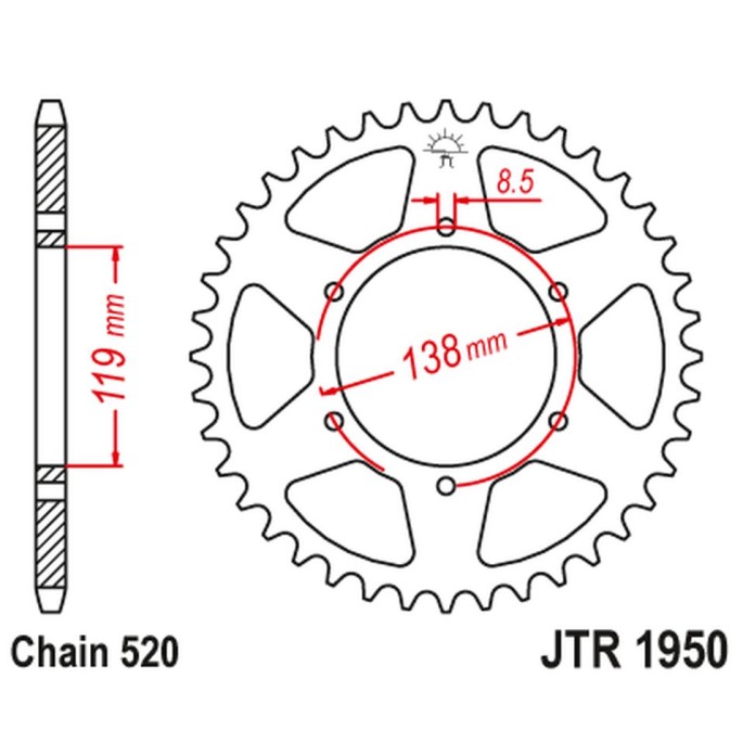 JT ZĘBATKA TYLNA 213 50 HUSABERG FC/FE/MX 350/400/499/501/600 '92-99' (21350JT) (ŁAŃC.520) - WYCOFANA Z OFERTY