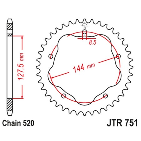 JT ZĘBATKA TYLNA 4320M 40 ALUMINIOWA (ERGAL) DUCATI MONSTER 800 S2R '05-'07, HYPERMOTARD 950 '19-'23, BIPOSTO 748/S '95-'