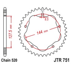 JT ZĘBATKA TYLNA 4320M 43 ALUMINIOWA (ERGAL) DUCATI MONSTER 800 S2R '05-'07, HYPERMOTARD 950 '19-'23, BIPOSTO 748/S '95-'