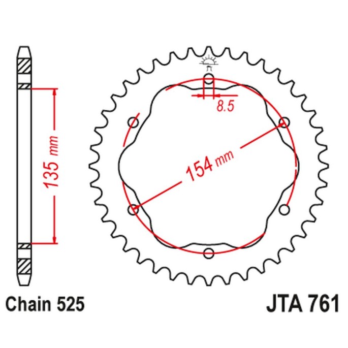 JT ZĘBATKA TYLNA ALUMINIOWA (ERGAL) DUCATI 1098/R /S '07-'09, STREETFIGHTER 1099 '09-'13, 1198R/S '09-'11, 1199 PANIGALE 