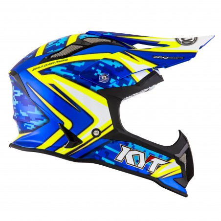 Kask Motocyklowy KYT STRIKE EAGLE REEF niebieski/żółty fluo - M