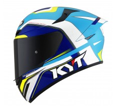 Kask Motocyklowy KYT TT-COURSE GRAND PRIX biały/jasny niebieski - M