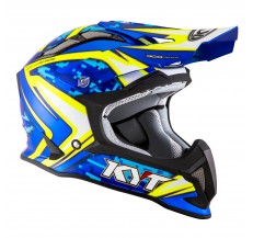 Kask Motocyklowy KYT STRIKE EAGLE REEF niebieski/żółty fluo - S