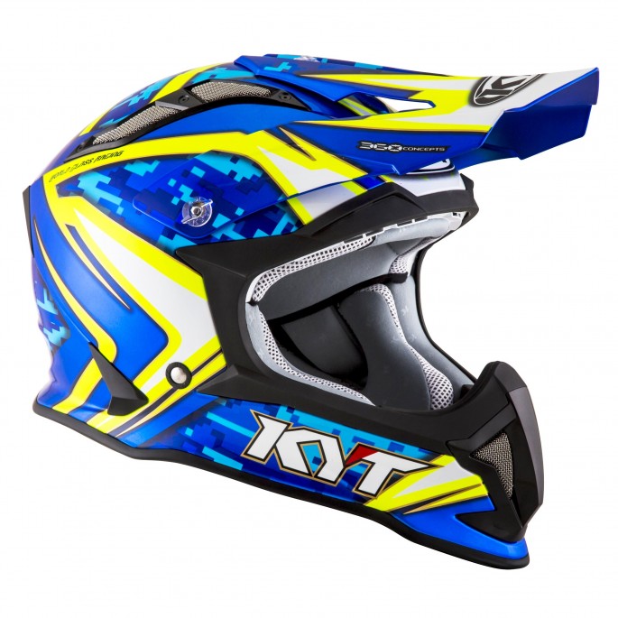 Kask Motocyklowy KYT STRIKE EAGLE REEF niebieski/żółty fluo - L