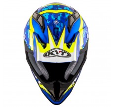 Kask Motocyklowy KYT STRIKE EAGLE REEF niebieski/żółty fluo - L
